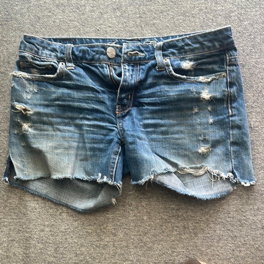 American Eagle Outfitters Blue Jean Shorts Distressed Style